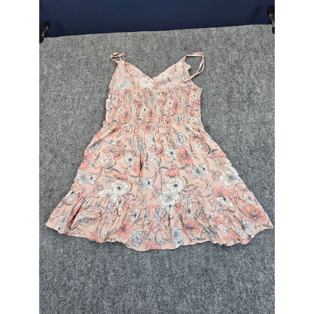 Aeropostale Womens L Pink Floral Mini Dress Ruffle Hem Cottagecore Summer - Picture 7 of 7